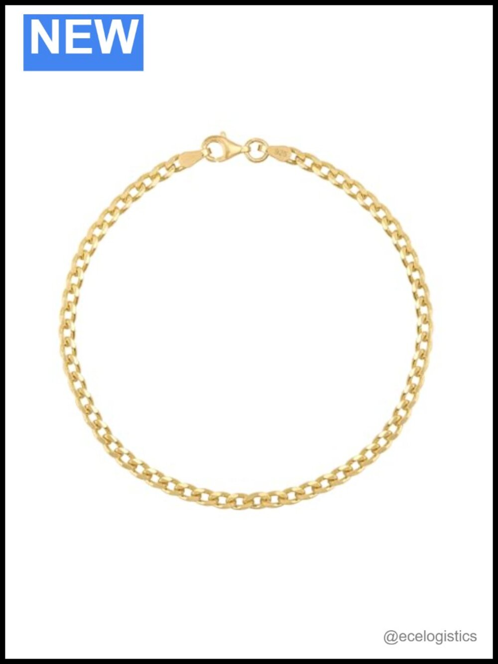 24K Gold Plated 925 Sterling Silver Curb Cuban Link Bracelet for Men Women,
